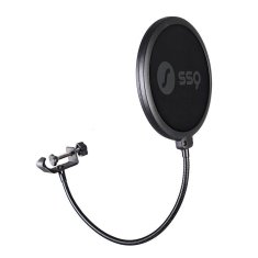 slomart SSQ POP1 - Dvojni pop filter za mikrofon, enostavna prilagoditev, črna barva, premer ščita 15 cm, kovinska konstrukcija