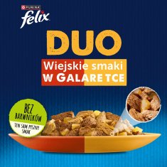 slomart Felix Fantastic Duo mokra hrana za mačke - govedina in perutnina, piščanec in ledvica, jagnjetina in telečje meso, 4 x 85g