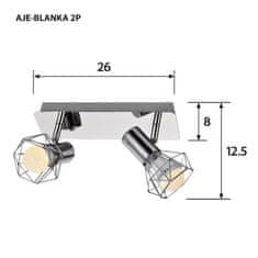 ActiveJet Sodobna stropna svetilka Activejet AJE-BLANKA 2P, kovinska, srebrna, 2 svetili, IP20, notranja uporaba