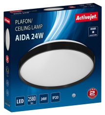 ActiveJet Aktivna LED stropna svetilka Activejet AJE-AIDA, 24W, 2580 lm, nevtralna bela, krogla, notranja uporaba, črna/bela