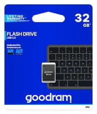 GoodRam USB ključek Goodram UPI2, 32 GB, USB Type-A 2.0, črn, s ključavnico, hitrost branja 20 MB/s, kapica za zaščito