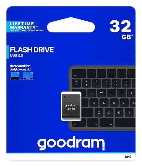 GoodRam USB ključek Goodram UPI2, 32 GB, USB Type-A 2.0, črn, s ključavnico, hitrost branja 20 MB/s, kapica za zaščito