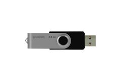 GoodRam USB ključek Goodram UTS2 64 GB Type-A 2.0, črn/srebrn, vrtljiv, hitrost branja 20 MB/s, za Windows, Linux in Mac