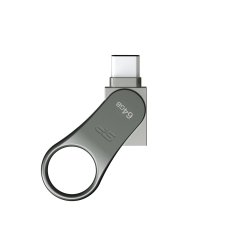 Silicon Power USB flash pomnilnik Silicon Power C80, 64 GB, USB Type-A / Type-C, 3.0, titanium, varnostni algoritmi 256-bit AES