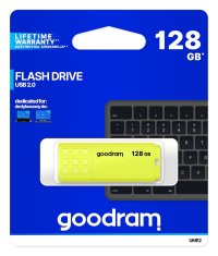 GoodRam USB ključek Goodram UME2, 128GB, USB Type-A 2.0, rumen, z zaščito, hitrost 24h pošiljanja, široka združljivost.