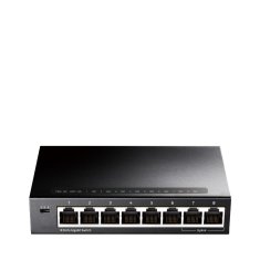 Cudy Cudy GS108 Gigabit Ethernet stikalo (10/100/1000), 8 portov, črno, AC/DC, brez rack montaže, visoka zanesljivost