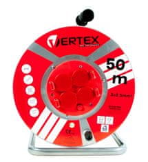 Vertex VERTEX PB50METAL Podaljšek 50 m 3x2,5 mm, 3000 W, IP44, Črna, 4 izhodi, stikalo, notranja/okoljska uporaba