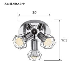 ActiveJet Moderni stropna svetilka Activejet AJE-BLANKA 3PP, 3xE14, srebrna, 120W, notranja uporaba, IP20, ISO 9001/14001