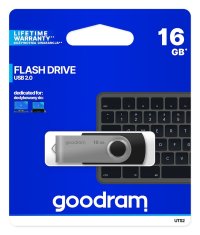 GoodRam USB ključek Goodram UTS2, 16 GB, USB Type-A 2.0, črn/srebrn, swivel oblikovanje, enostavna prenosljivost