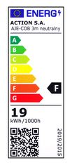 ActiveJet Aktivna LED trakasti svetlobni vir Activejet AJE-COB 3m, nevtralen bel, z univerzalno namestitvijo, IP20