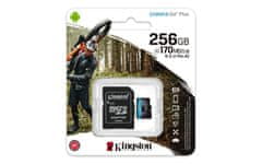 Kingston Kingston Technology 256GB microSDXC Canvas Go Plus A2 U3 V30 kartica + adapter, visoka hitrost in zaščita