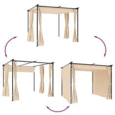 Vidaxl Paviljon z zavesami 3x3 m krem jeklo