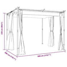 Vidaxl Paviljon z zavesami 3x3 m antraciten jeklen