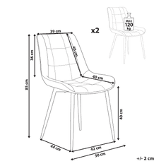 Beliani Komplet 2 žametnih jedilnih stolov sive barve MELROSE