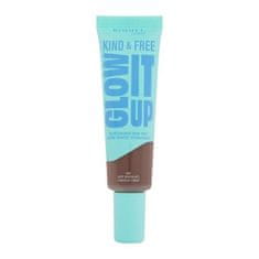 Rimmel Kind & Free Glow It Up Moisturising Skin Tint vlažilni puder za občutljivo, suho in normalno kožo obraza 30 ml Odtenek 605 deep chocolate