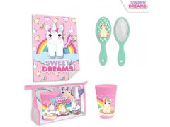 KIDS LICENSING Otroški potovalni kozmetični set (čopič, skodelica, brisača) UNICORN, KL10522