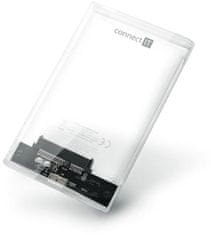 Connect IT ToolFree Prozorna zunanja škatla za HDD 2,5" SATA, USB 3.0, TRANSPARENTNA