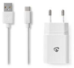 Nedis omrežni polnilnik/ USB-C/ 2,4 A/ 5,0 VDC/ hitro polnjenje/ bel/ 1 m kabel