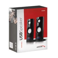 AUDIOCORE Loudspeaker Audiocore AC860, 2-smerni 4 W, črn, žični, idealen za PC, z 3.5 mm priključkom, dolžina kabla 1.2 m