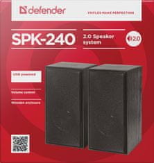 Defender Kakovosten črni zvočnik Defender SPK-240, 6 W, na voljo z USB napajanjem in 2.0 kanali, primeren za mizo in polico.