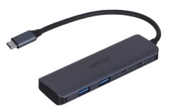 Unitek UNITEK USB-C H1107Q razdelilnik s 2 x USB-A in 2 x USB-C priključki, črn, hitrost prenosa do 5 Gbit/s