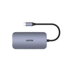 Unitek UNITEK D1071A USB 3.0 SuperSpeed Hub, srebrna - 4 priključki, HDMI 2.0, Gigabit Ethernet, USB PD do 100W