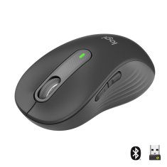 Logitech Logitech Signature M650 L brezžična miška, ergonomična, grafitna, do 4000 DPI, tiho klikanje, podpora za več operacijskih sistemov.