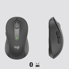 Logitech Logitech Signature M650 L brezžična miška, ergonomična, grafitna, do 4000 DPI, tiho klikanje, podpora za več operacijskih sistemov.