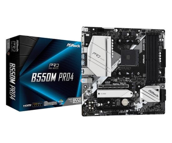 ASRock Asrock B550M Pro4 matična plošča AM4 micro ATX za AMD Ryzen procesorje z napredno zvočno podporo in DDR4 pomnilnikom