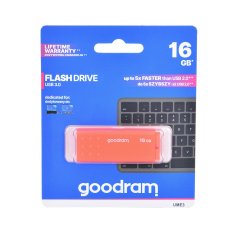 GoodRam USB ključek Goodram UME3, 16 GB, USB Type-A 3.2, kapacitet brez pokrovčka, oranžen, hitrosti branja do 60 MB/s