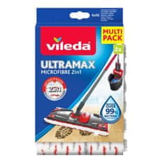 Vileda Vileda Ultramax in Ultramat TURBO Nadomestni Mopi 2 kosi, Rdeča/Bela, učinkovito čiščenje tal.