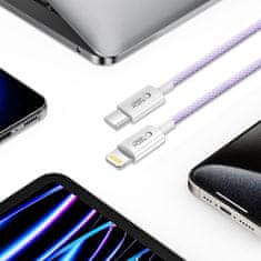 Tech-protect Ultraboost Lite kabel USB-C / Lightning PD 27W / 3A 1m, vijolična
