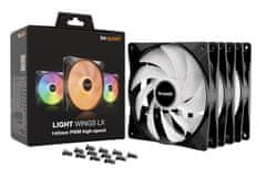 Be quiet! be quiet! LIGHT WINGS LX 140mm PWM visokohitrostni ventilator 3-pack, črn, RGB osvetlitev, 1800 RPM