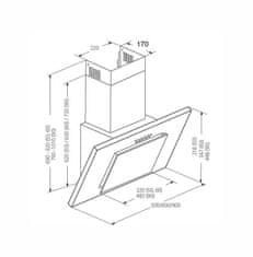 Akpo Kaminščak AKPO WK-4 NERO 2.0 50 s SIVO STEKLO T300 - Linearni LED zaslon, visokokakovostna in energetsko učinkovita kuhinjska nape