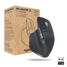 Logitech Logitech MX Master 3s za poslovne uporabnike - Ergonomična brezžična miška z lasersko tehnologijo, 8000 DPI, grafitna barva