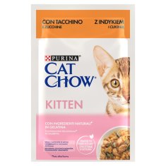 slomart PURINA Cat Chow Junior mokra pasja hrana z puranom in bučko v želatini - 85 g, brez glutena, za rast mladičev