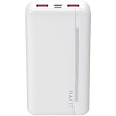 slomart Havit PB92 20000mAh Powerbank - univerzalni polnilec za 2 napravi, LED indikatorji, bele barve, LiPo baterija