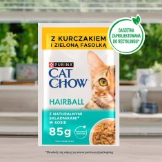 slomart PURINA Cat Chow Mokra Hrana za Mačke s Piščancem in Zeleno Fižolom - Kontrola Dlake, 85g