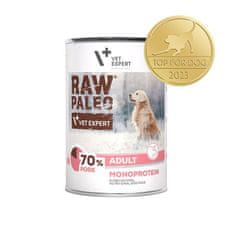 VetExpert RAW PALEO Monoproteinska hrana za pse iz svinjine - mokra hrana, 400 g, brez piščanca, brez glutena, za odrasle pse