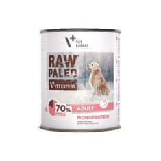 VetExpert RAW PALEO Monoproteinsko meso za pse - mokra hrana za odrasle pse, svinjina - 800 g, brez zrn, brez glutena, brez umetnih barvil