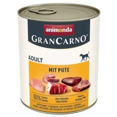 Animonda Wetna hrana za pse ANIMONDA GranCarno z puranom, brez žit, 800 g - primerno za vse pasme in odrasle pse.