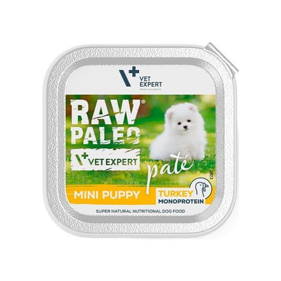 VetExpert RAW PALEO Pate Mini Puppy Turkey - mokra hrana za mladiče - 150 g, brez soje, brez glutena, odlična za občutljive pse