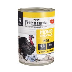 Wiejska Zagroda WIEJSKA ZAGRODA Monoprotein Puranje - mokra hrana za pse, 400g, brez žit, brez glutena, za mladiče vseh pasem