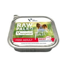 VetExpert RAW PALEO Pate Mini Adult Goveje meso - mokra hrana za pse - 150 g, brez žit, brez umetnih barvil, podpora prebavi