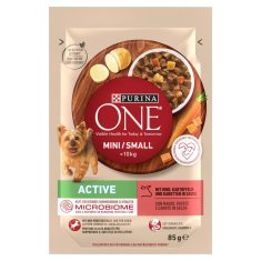 slomart PURINA One Mini/Small Active goveja mokra hrana za pse, 85 g - brez glutena, brez soje, za odrasle pse manjših pasem