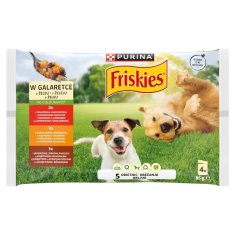 slomart PURINA Friskies v želeju - mokra hrana za pse - 4 x 85 g, primerna za vse pasme, brez umetnih barvil