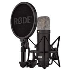 Rode RØDE NT1 Signature Black - profesionalni kondenzatorski mikrofon s SM6 amortizerjem in pop filtrom, XLR kabelom