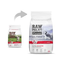 VetExpert RAW PALEO Ultra suha hrana za mladiče govedina 2 kg - brez žit, brez sladkorja, za srednje in velike pasme