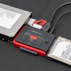 Qoltec Qoltec USB 3.0 do IDE adapter | SATA III, črn-rdeč, podpora za Mac in Windows, hitrosti do 5 Gb/s, prenosna velikost, 22 g, Idealno za nadgradnjo starejših naprav.