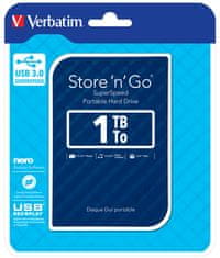 Verbatim Verbatim Store 'n' Go USB 3.0 Zunanji Trdi Disk 1TB Modra - Hiter in Prenosen, idealen za shranjevanje in prenos podatkov.